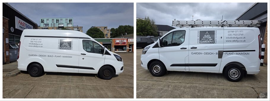 A collage of the Garden's van wrap.